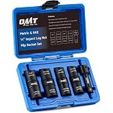 OMT Lug Nut Socket Set, 5pc 1/2" Drive Impact Flip Socket Set | 3" Extension Bar Included; 17, 19, 21, 22mm &amp; 3/4, 13/16, 7/8, 15/16 Inch Sizes; Double Ended Thin Wall Sockets; 6-Point Grip