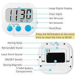 12 Pack Digital Kitchen Timers for Cooking Magnetic