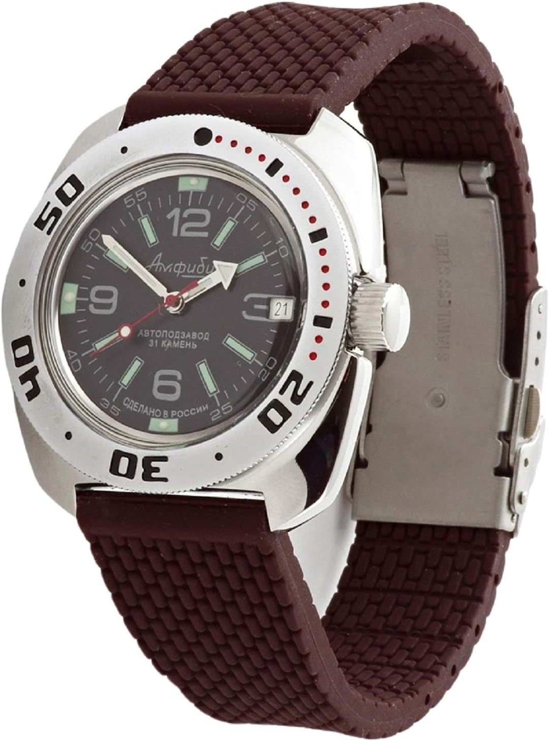 #710640 Scuba Dude Automatic Mens Wristwatch Self-Winding Military Diver Brown