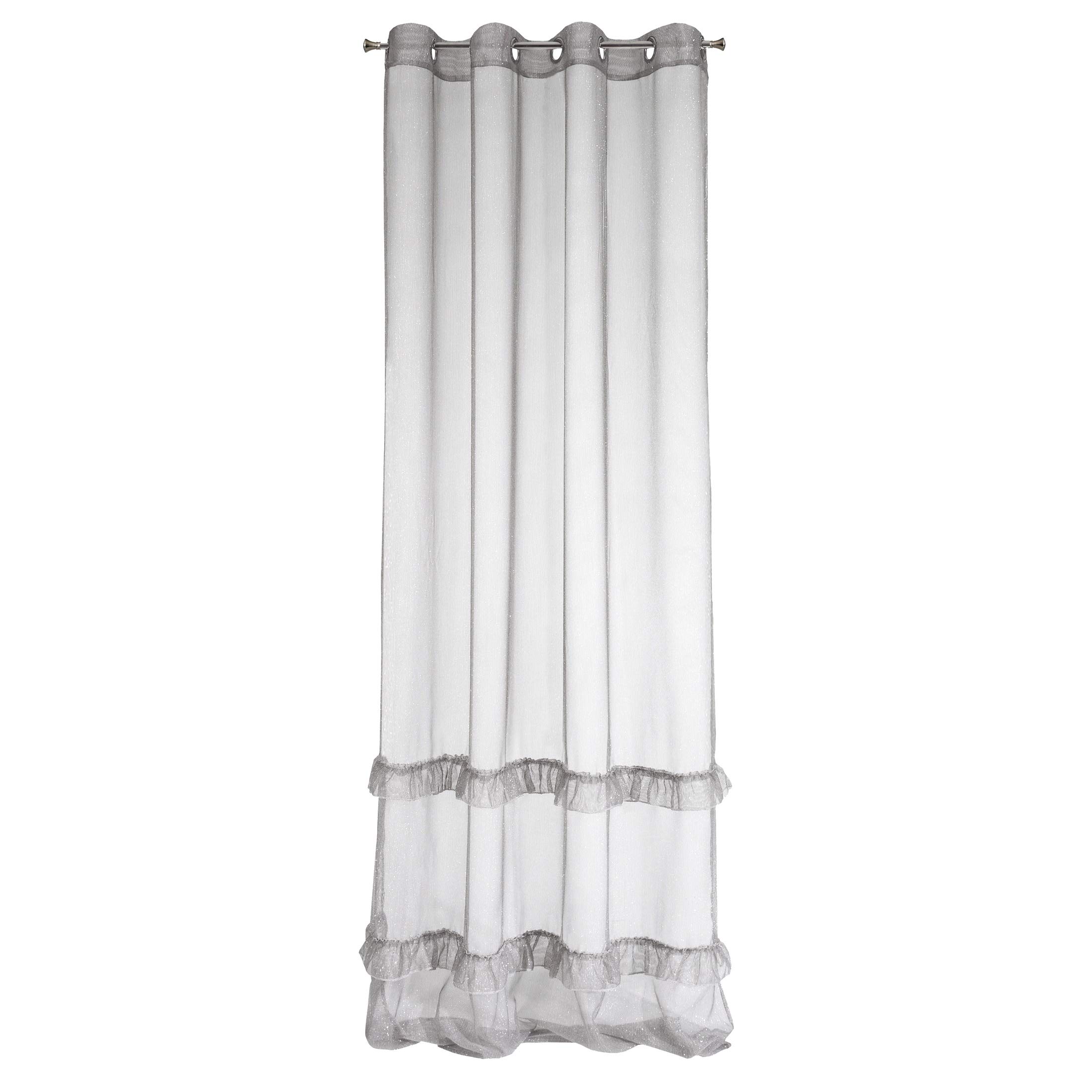 Eurofirany curtain glitter smooth, transparent, 8 eyelets, transparent, elegant, glamour, bedroom, living room, lounge, silver, 140 x 250 cm