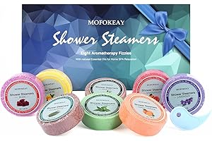 MOFOKEAY Shower Steamers, Shower Bombs Aromatherapy Relaxing Gift for Women, 8Pcs Essential Oil Bath Bomb Scent Steamer Fizzies for Mom Female Friends Christmas Valentines Mothers Day Ideas Set