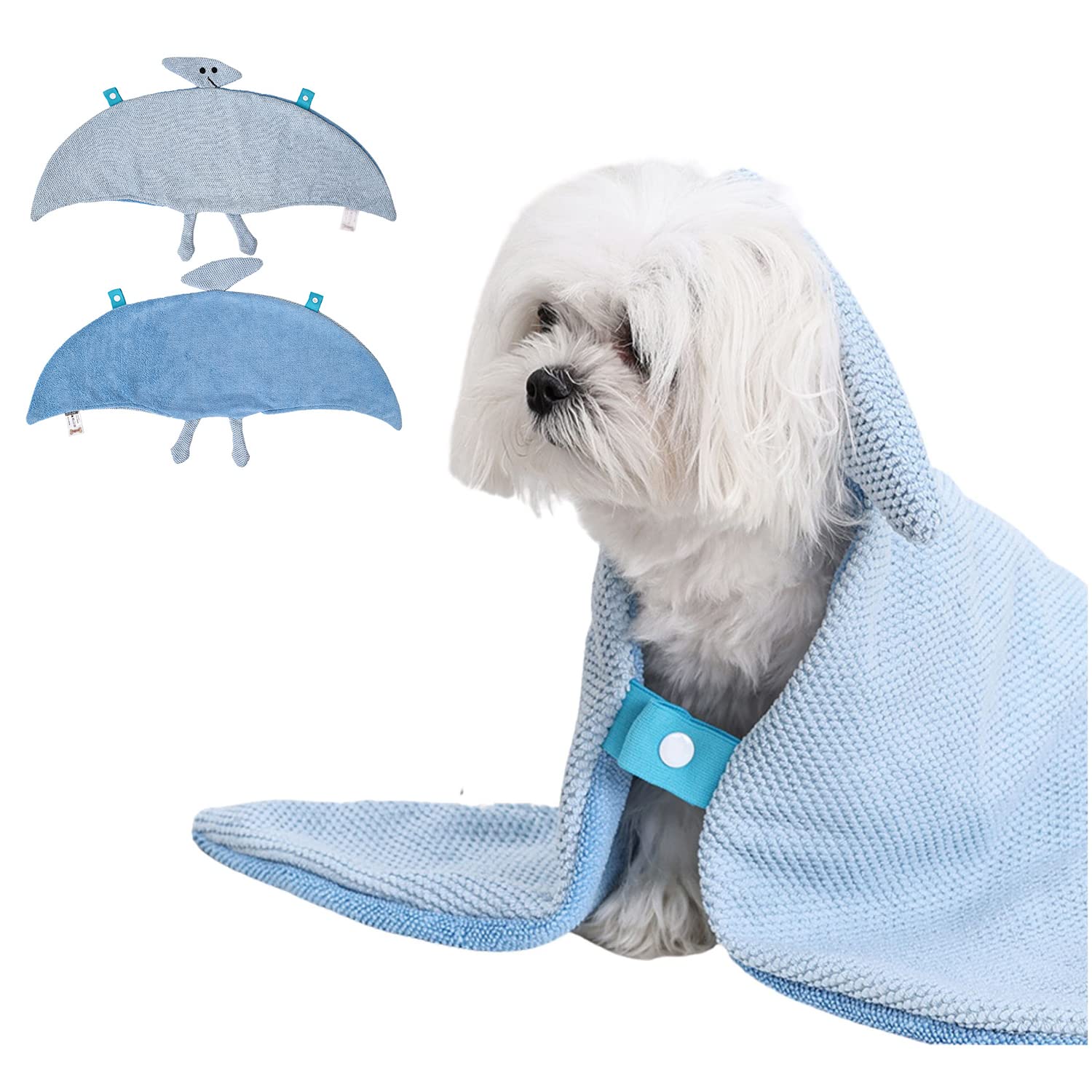 Blue Dream Island Dog Bathrobe,Double-Layer Fast Drying Absorbent Wing Shaped Pet Bath Towel for Puppy Small Medium Large Dog Cat_M