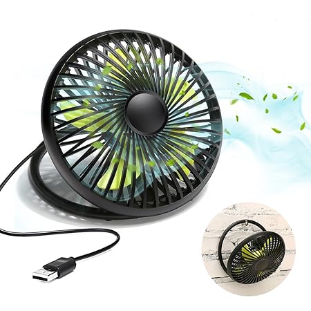 USB Ventilator, MECO ELEVERDE 6 Zoll 5V/3W Mini Desktop-Lüfter/Fan/Tischventilator klein Tragbar mit 2-Leistungsstufen - Schw