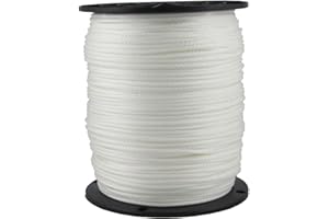 QUALITY NYLON ROPE 1/8 inch White Dacron Polyester Rope - 1000 Foot Spool | Solid Braid - Industrial Grade - High UV and Abrasion Resistance - Low Stretch