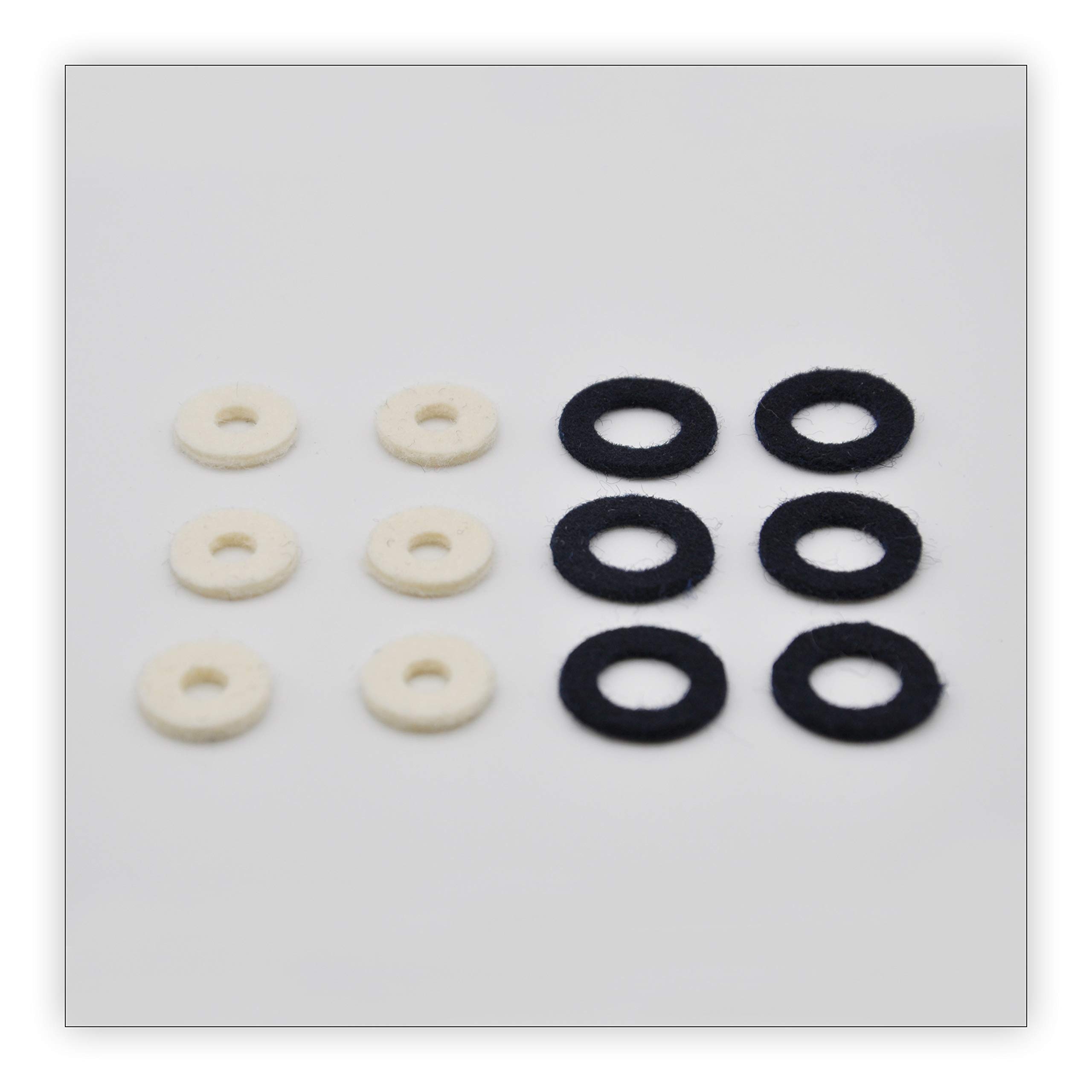 12 Soundman® Felts forTrumpet / Cornet Piston Valves (6 black + 6 white felts) Felt Repair Maintenance Care
