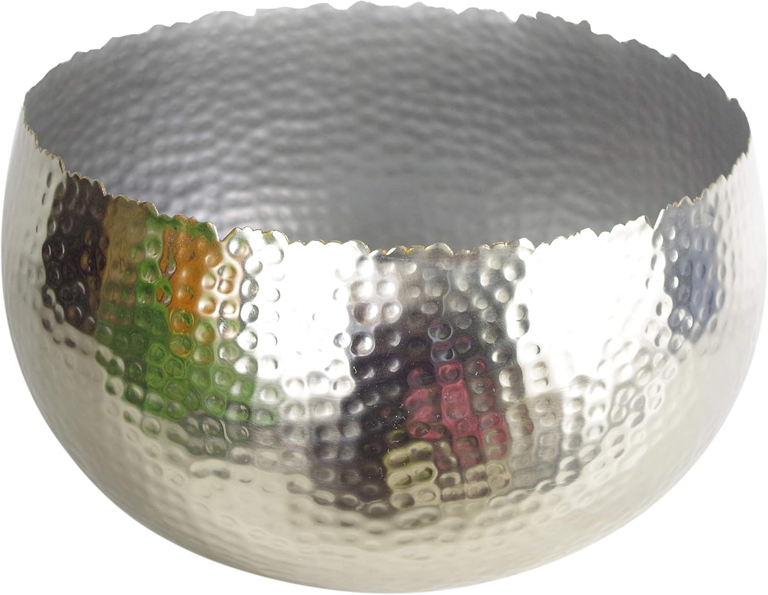 Leaf LEAF-7311 Large Metal Planter 32 x 20cm Hammered Silver Colour-Curvy Edge, 32cm x 20cm