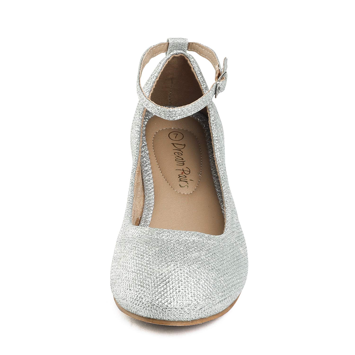 DREAM PAIRS Women's Sole-Fina-Straps Silver Glitter Ankle Straps Ballet Flats Shoes - 7.5 B(M) US - Image 4