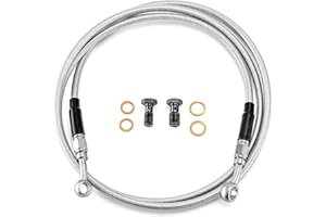Mofun Extended 68" ABS Upper Hydraulic Front Brake Line Kit For 12-14" Handlebar Compatible with Harley Touring Road King Street Road Electra Glide 2014-2024 with ABS, Stainless Steel