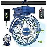 Clip on Fan Portable Desk Fan Rechargeable with LED Lights & Hooks 11800 mAh Battery Operated Fan with Clips 65 Hours Small D
