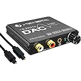 Digital to Analog Audio Converter with Headphone Amplifier & Bass Control by J-Tech Digital | 192kHz 24bit Optical Coaxial RCA 3.5mm