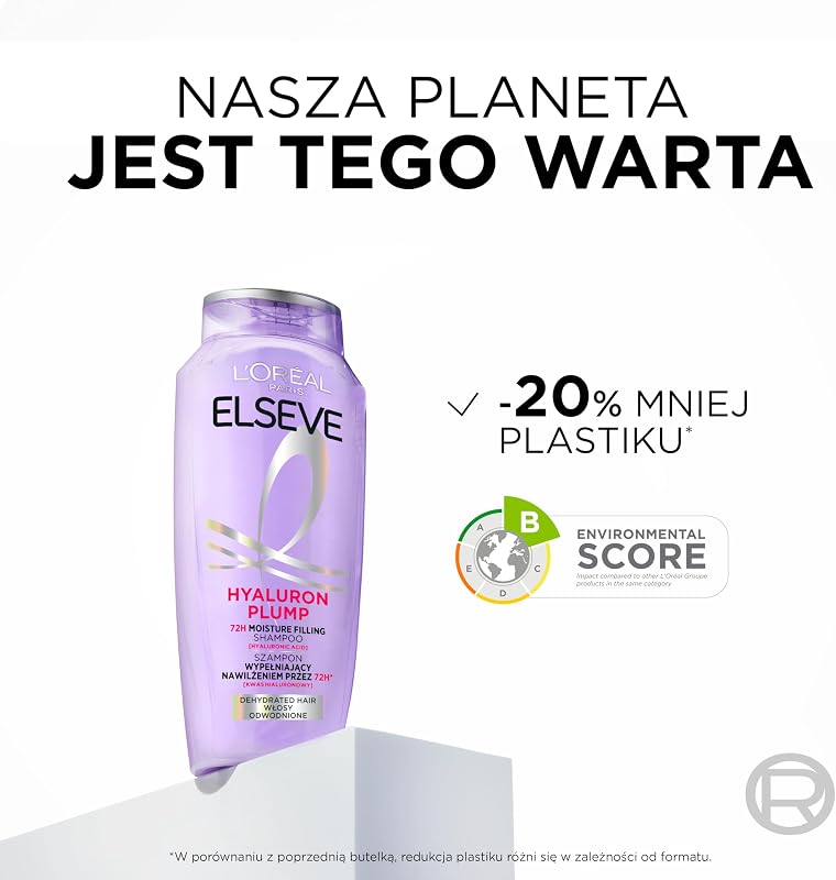 L'Oréal Paris Champú hidratante Elvital para cabello brillante y saludable, con ácido hialurónico para un impulso hidratante, Hydra Hyaluronic, 400 ml