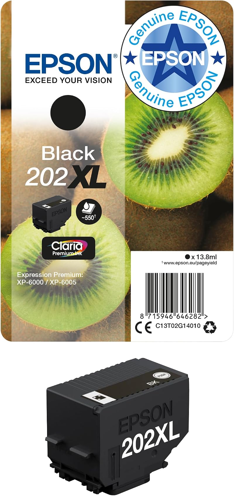 Epson 202XL Black Kiwi High Yield Genuine Claria Premium Ink Cartridge