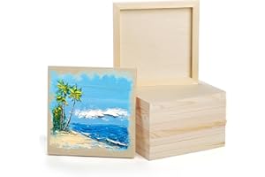 Yarlung 10 Pack Unfinished Wood Panels, 8 x 8 Inches Birch Wooden Cradled Painting Panel Canvas Boards for Watercolor, Arts and DIY Crafts, Easel Display, Use with Oils, Acrylics