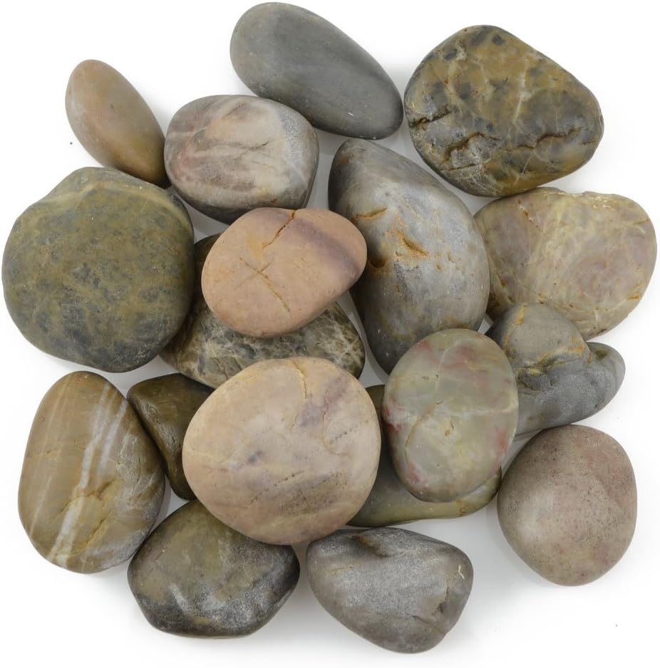 Hardscaping Materials - CNZ Decorative Ornamental River Pebbles Rocks for Fresh Water Fish Animal Plant Aquariums, Landscaping, Home Decor etc, Mixed Color, 5lbs, 2.0