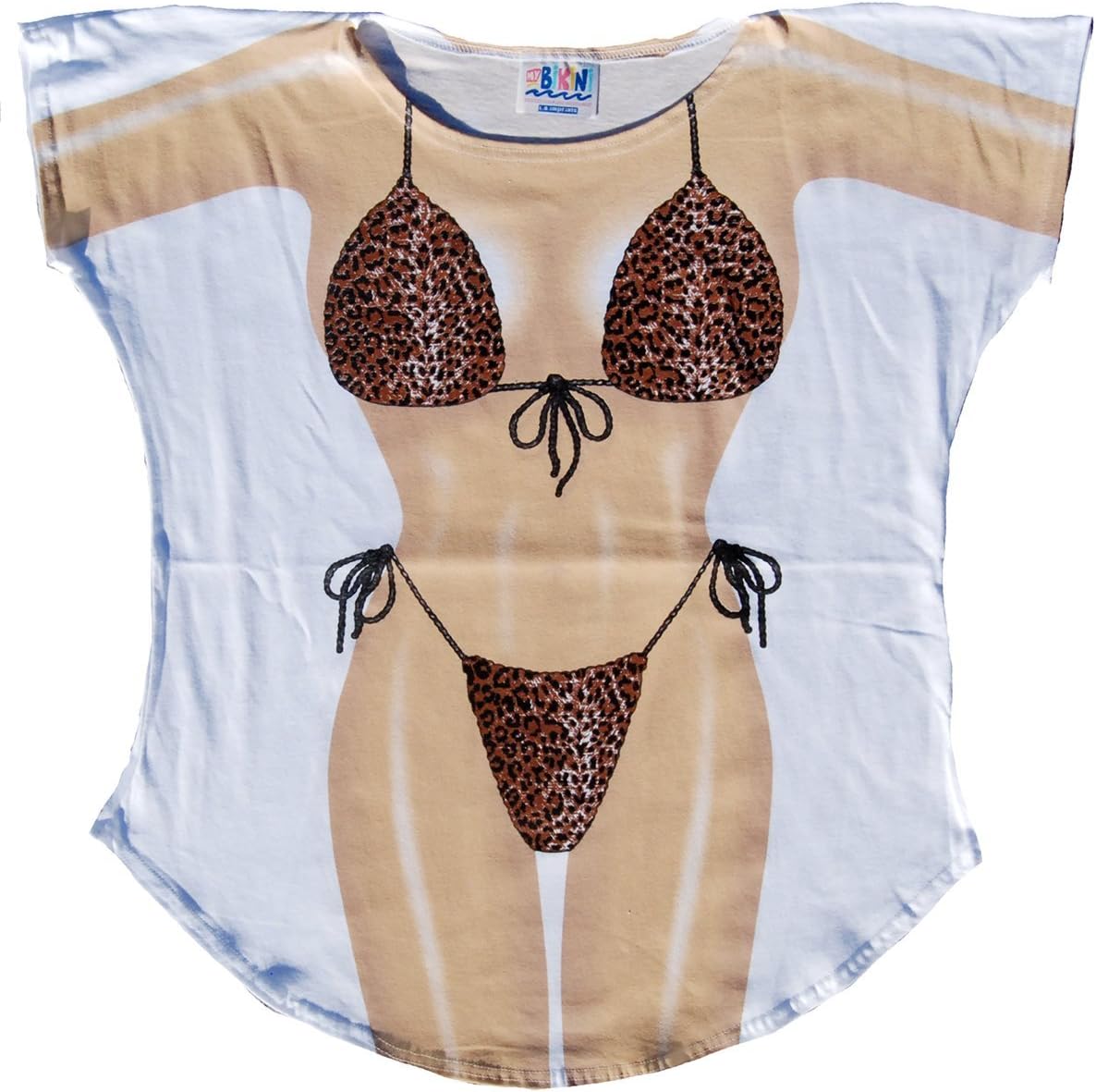 Fest Threads Women's Junior's Wild Leopard Print Summer Beach Party Shirt Swimwear