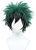 Linfairy Anime Cosplay Wig Short Black Green