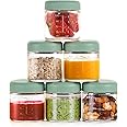Haakaa Glass Baby Food Jar with Silicone Lid – 6pc 6 x 4oz,Premium Lab-Quality Borosilicate Glass, Plastic-Free, Freezer, Microwave & Ovensafe.