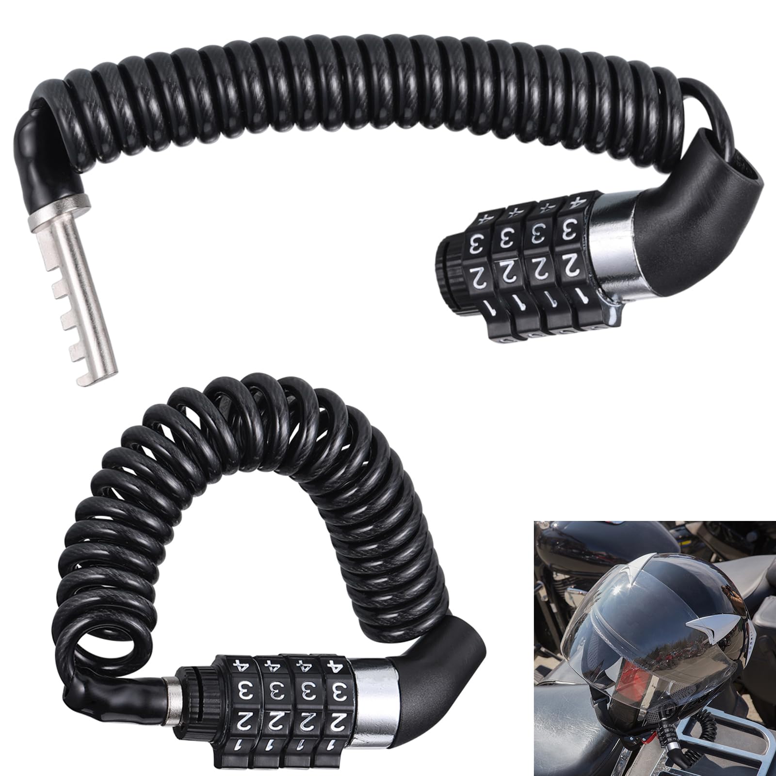 Hejo Bike Helmet Lock, 2 Pcs Combination, Multi-Function Heavy Duty Bicycle Lock for Outdoor (Black)