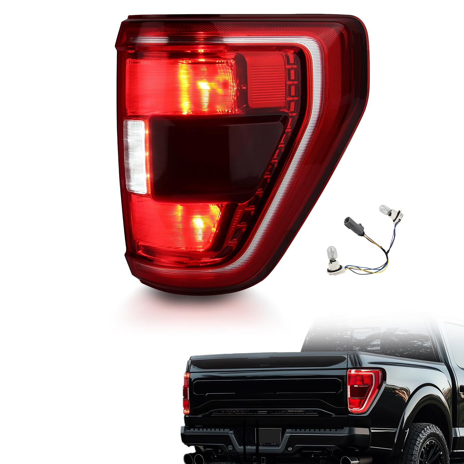 Photo 1 of **USED**Tail Light Compatible with Ford F150 XL XLT 2021 2022 2023, F150 Halogen W/Blind Spot Taillight W/Bulbs& Harnesses, Right Passenger Side, Module Not Included, OEM: ML3Z13404C