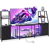 Casaottima LED TV Stand for 50–65 Inch TVs with Power Outlets & RGB Ligths, Gaming Entertainment Center with 4 Drawers & Storage, Media Console Supports Up to 75/85/95 Inch Wall-Mounted TVs, Black