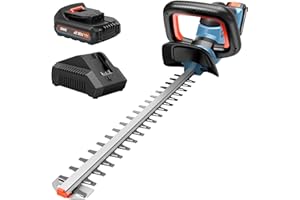 SENIX X2 20 Volt Max* 18-Inch Battery Powered Cordless Hedge Trimmer, Brushless Motor, Double-Sided Dual Action Blades, 3/4" Cutting Capacity, Includes Blade Cover, 2.5 Ah Battery & Charger (HTX2-M)