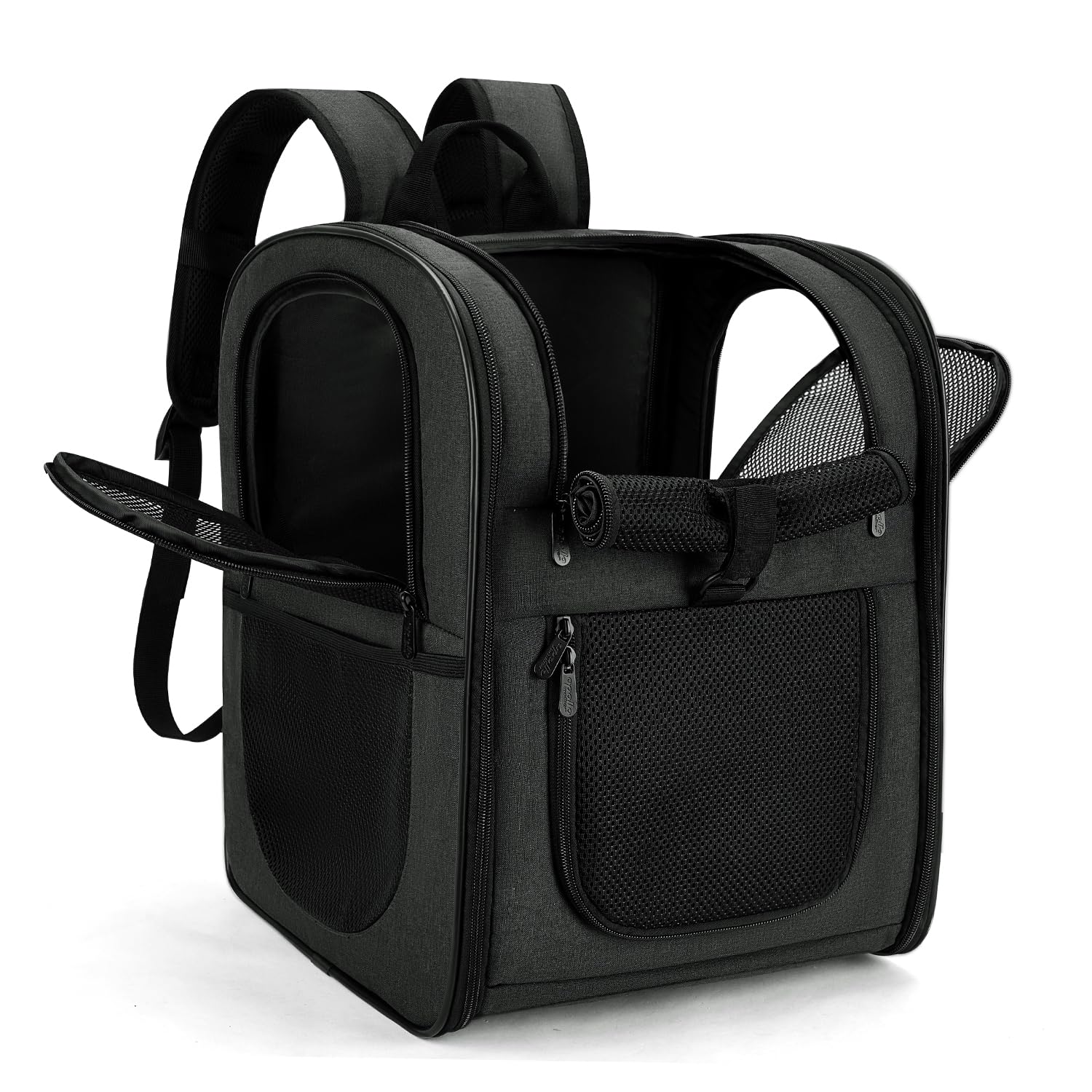 Apollo Walker Dog & Cat Carrier Backpack for 4-15lb Pets - Ventilated Safe Design with Padded Back Support, Breathable Mesh Pet Backpack for Hiking, Travel, Outdoor (Black)