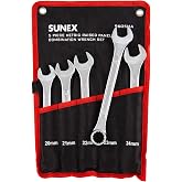 SUNEX TOOLS 9605MA 5 Piece Raised Panel Metric Combination Wrench Set (Raised Panel) CRV