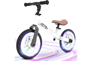 WETIFY Colorful Lighting Balance Bike 2 Year Old, 2-5 Year Old Toddler Balance Bike, No Pedal Bikes with Adjustable Handlebar & Seat, 2 3 4 5 Year Old Boy Girls Birthday Gifts Toys.