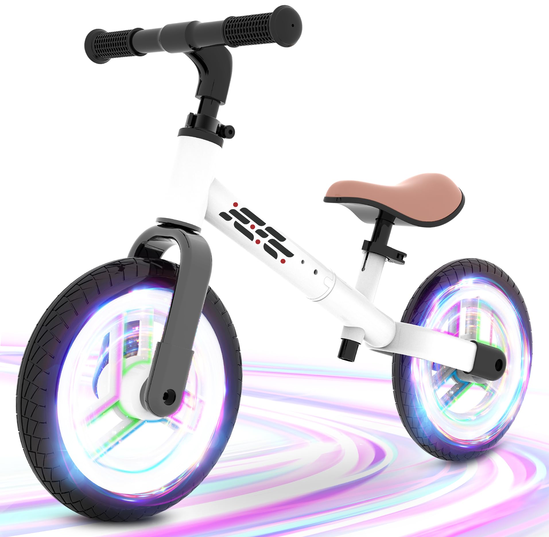 Photo 1 of WETIFY Colorful Lighting Balance Bike 2 Year Old, 2-5 Year Old Toddler Balance Bike, No Pedal Bikes with Adjustable Handlebar & Seat, 2 3 4 5 Year Old Boy Girls Birthday Gifts Toys.