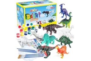 BAODLON Kids Arts Crafts Set Dinosaur Toy Painting Kit - 10 Dinosaur Figurines, Decorate Your Dinosaurs, Create a Dino World Painting Toys Gifts for 5, 6, 7, 8 Year Old Boys Kids Girls Toddlers
