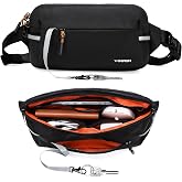 Fanny Pack for Men Women 2L Lightweight Waist Belt Hip Bag Slim Crossbody Sling Bag Adjustable Water Resistant Bum Belt Pouch for Travel Running Shopping Hiking Cycling Climbing EDC BLACK
