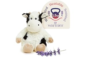 warmies Microwavable & Weighted Stuffed Animals, Black & White Cow - Heated Stuffed Animal Plushie for Warmth & Comfort - Cute Soft Plush Toys for Boys, Girls, Babies & Toddlers