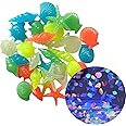 Oubest Glow in The Dark Pebbles/Glow Stones/Glowing Rocks Blue Decor for Garden/Fish Tank/Aquarium/Walkway/Driveway/Plant Pots/Bonsai (100, Starfish)