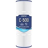 Grefilt C500 Pool Filter Cartridges, Compatible with Hayward C500, CX500-RE, Pleatco PA50-EC, Unicel C-7656, Filbur FC-1240, 50 sq.ft