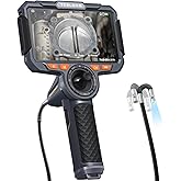 360 Articulating Borescope with 6” Monitor, Teslong Mechanics Inspection Camera with 4-Way Joystick Articulation, HD Steerable Endoscope Camera with Light, See in Wall Engine Hole Camera(0.24inch-5FT)