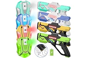 JAKMEAN Rechargeable Lase r Tag Set with Vests, Upgrade Lase r Tag Guns Set of 4, Multi Player Lase r Tag Set for Kids Toy for Teen Boys & Girls, Indoor&Outdoor Toy Gift,Ages 8+,White+Black