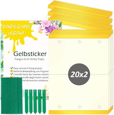Blooven Fruit Fly Traps Double-Sided Yellow Sticky Catcher 40 PCS Indoor