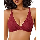 Avidlove Women's Lace Bra Sexy Sheer Underwire Unlined Plunge Everyday Bras Full Coverage Bralettes