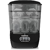 Baby Brezza Bottle Sterilizer and Dryer Advanced – 33% Faster - Largest Capacity Steam Sanitizer - Universal Sterilization Machine for All Bottles + Pump Parts - HEPA Air Filter, Black
