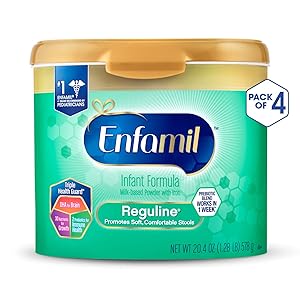 Enfamil Reguline Constipation Baby Formula Milk Powder to Promote Soft Stools, Omega 3, Probiotics, Iron, Immune Support, 20.4 Ounce, Pack of 4
