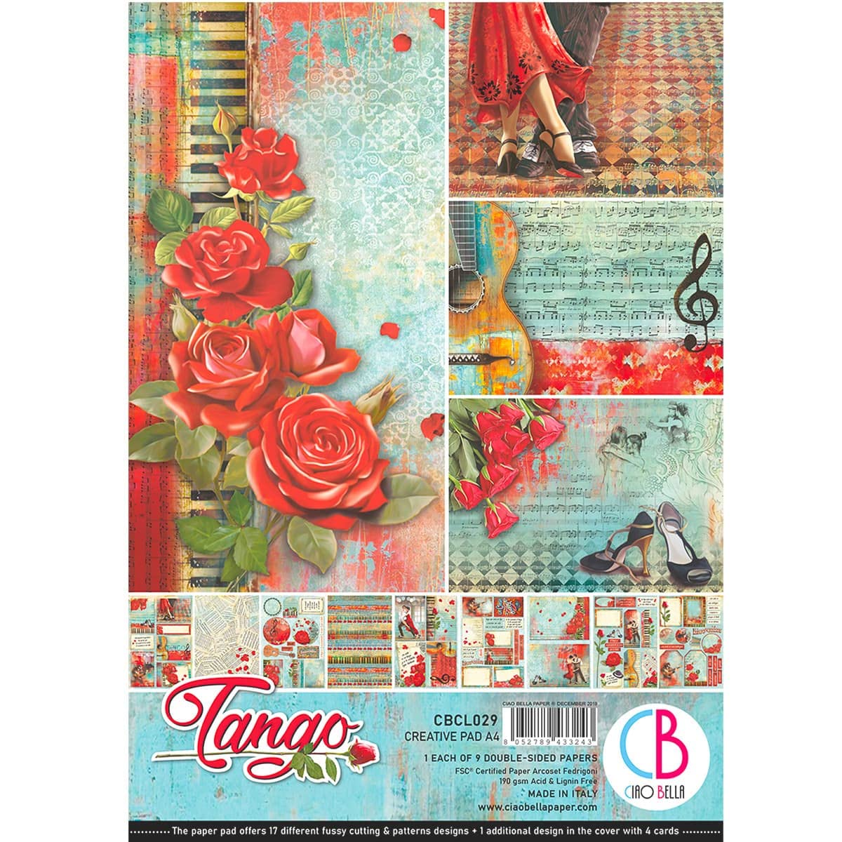 CIAO BELLA PAPER Paper PAD A4 9/PKG, Tango, 9 Designs/1 Each, One Size