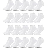 Duufin 20 Pairs Kids Socks Boys Girls Athletic Low Cut Kids Ankle Socks 4-15 Years Old