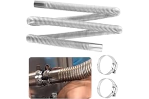 STACOOL 78.7." Diesel Heater Exhaust Pipe,1" ID Stainless Steel Flexible Exhaust Tubing with 2 Hose Clamps,Universal Exhaust Hose Kit Diesel Heater Accessories for Diesels Air Heaters (78.7")