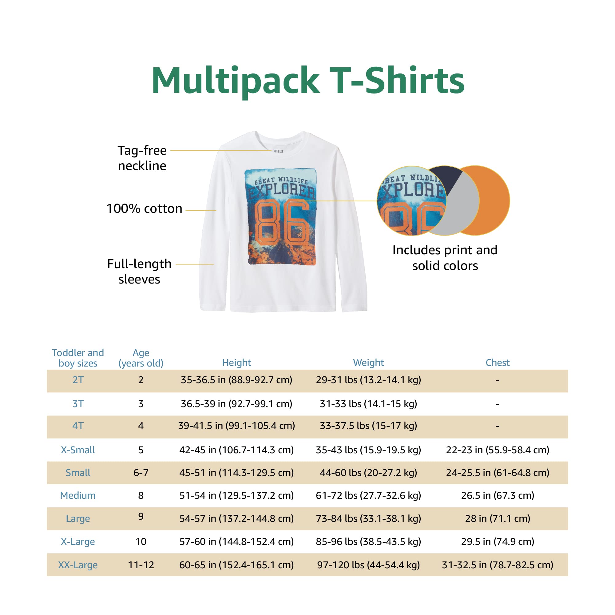 Amazon Essentials Boys Long-Sleeve T-Shirts