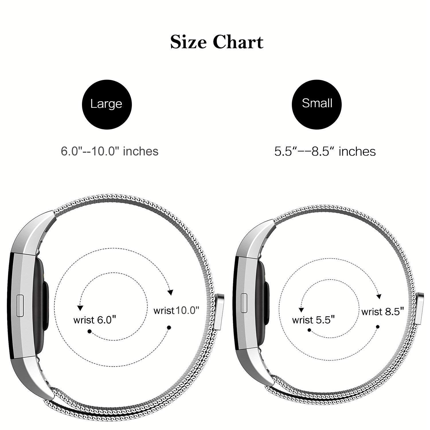 Fun Sponsor Fitbit Charge 2 Armband, Milanese Edelstahl Handgelenk Ersatzband Armbänder mit Magnet-Verschluss für Fitbit Charge2 Silber + Bonus Displayschutzfolie by