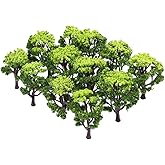 VICASKY Model Trees, 12 Pieces Plastic Pine 1:50 Scale, Green, for DIY Railways Landscape Miniature Trees Train Ho Scale Gauge Accessories Scenery Hobby Mixed Dozen Mixedminiature Plants Base