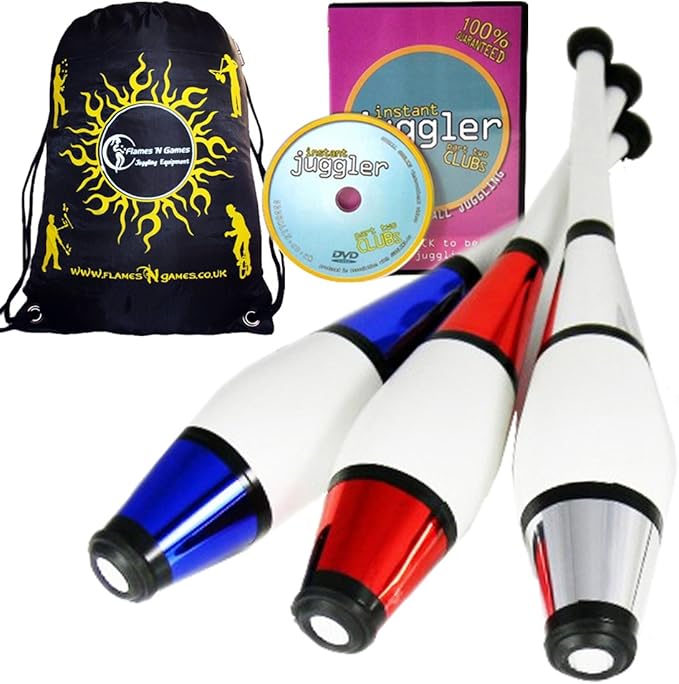 Juggle Dream EURO Pro Juggling Club Set + Instant Juggler DVD + Fabric Travel Bag! Great