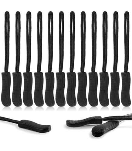 24 Pcs Black U-Shape Nylon Zipper Pulls, Heavy Duty Zipper Tags for North Face Backpack Replacement, Cord Extension for Luggage Purse