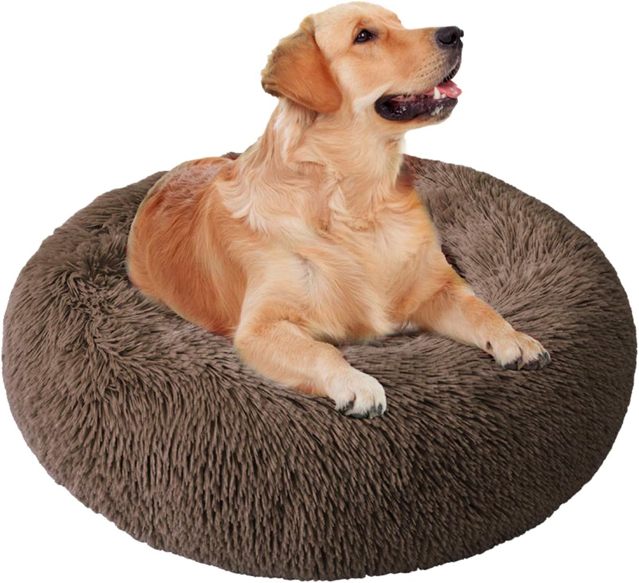 LASPERAL Self-Warming Round Dog Bed for Dogs & Cats, Luxurious Plush Donut Cuddler, Calming Round Nest, Cat Cushion Bed Sleeping, Plush Dog Pillow & Couch, Machine Washable