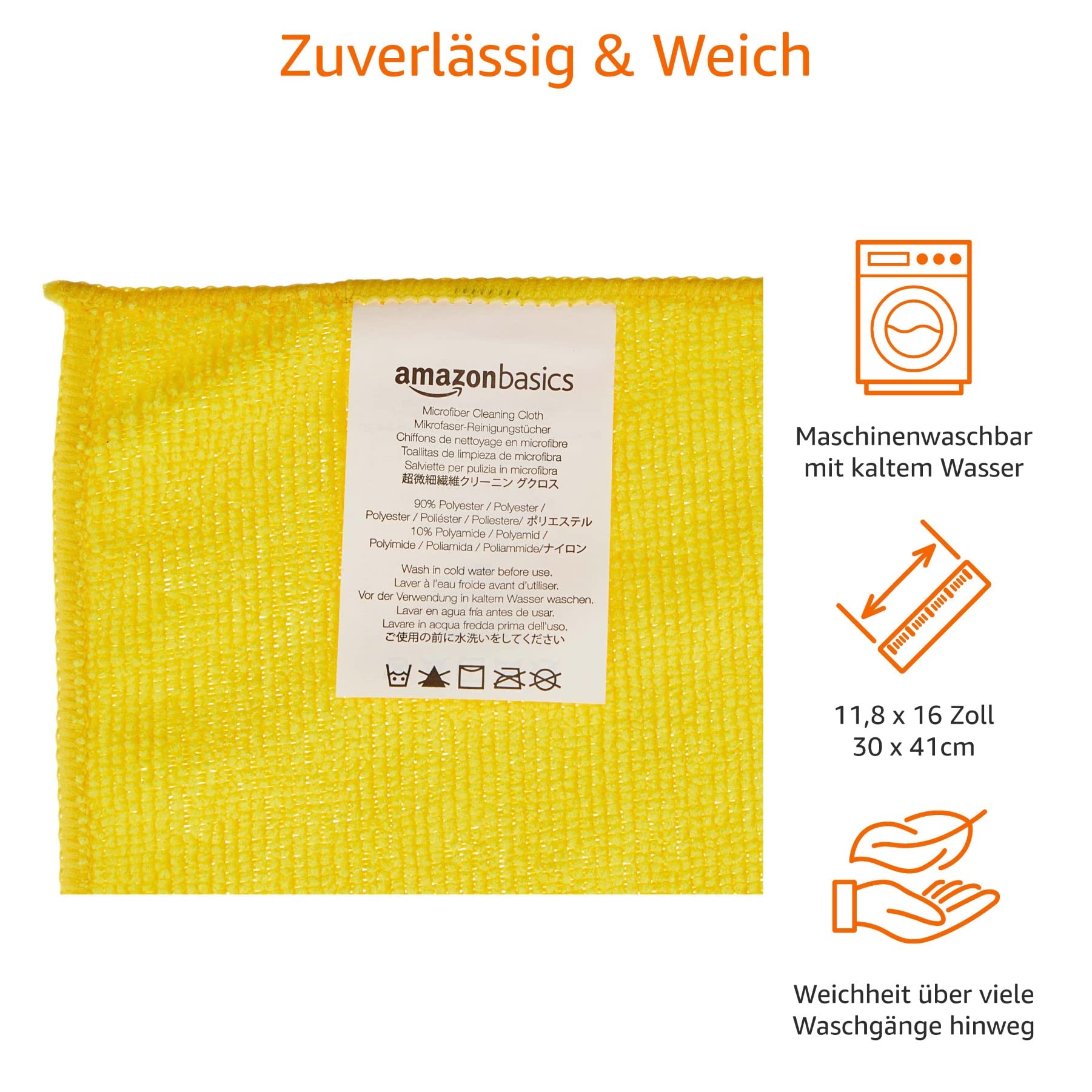 Amazon Basics Mikrofaser Reinigungstuch, 12 Stück, Mehrfarbig, 30.5 L x 40.5 B cm 3